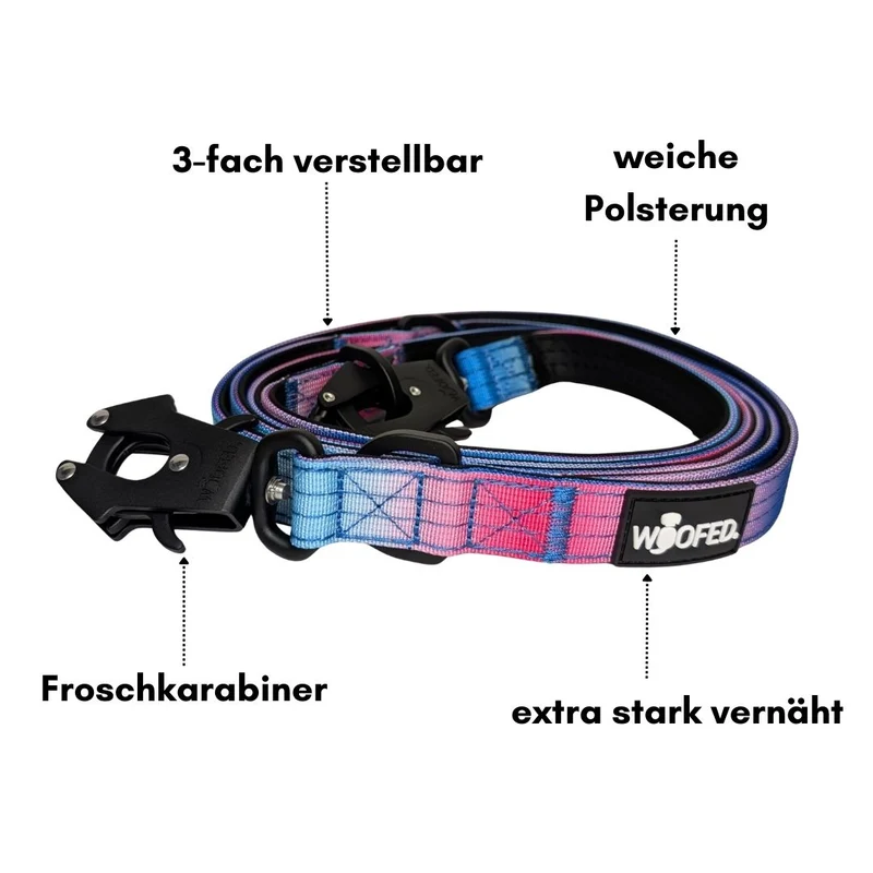 Nylon Tactical Führleine Pink Blue Sky