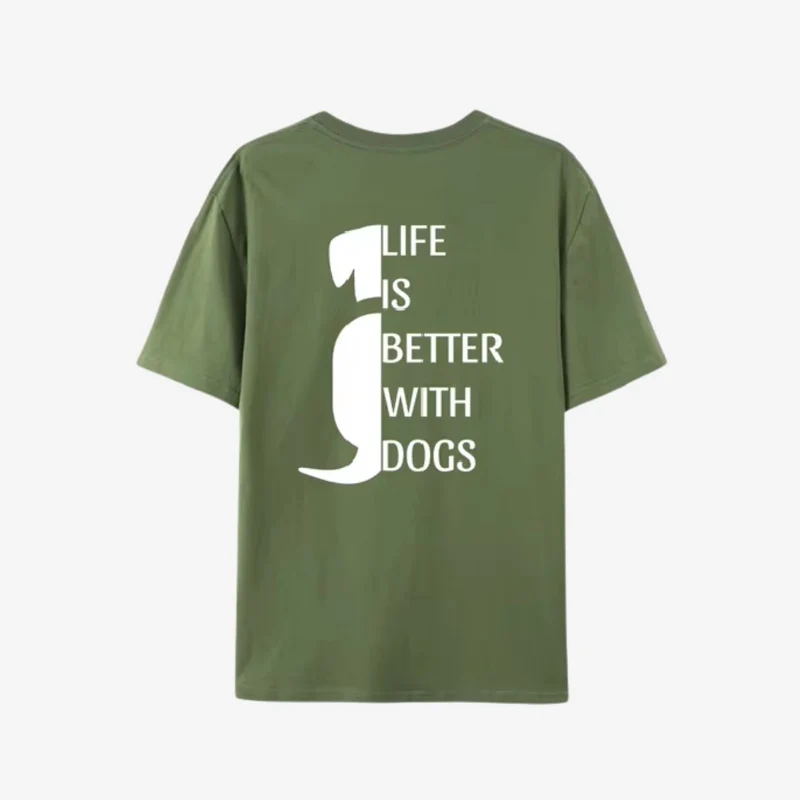 T-Shirt "Life is better with dogs" Unisex Grün