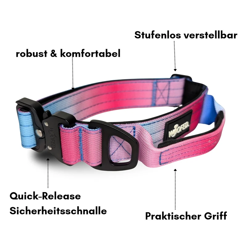 Nylon Tactical Halsband Pink Blue Sky - ultraleicht