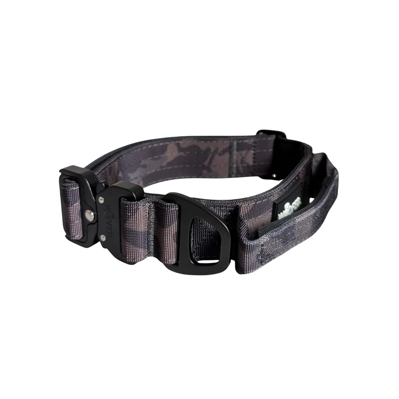 taktisches Nylon Halsband Black Camo - ultraleicht