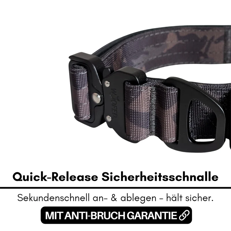 taktisches Nylon Halsband Black Camo - ultraleicht