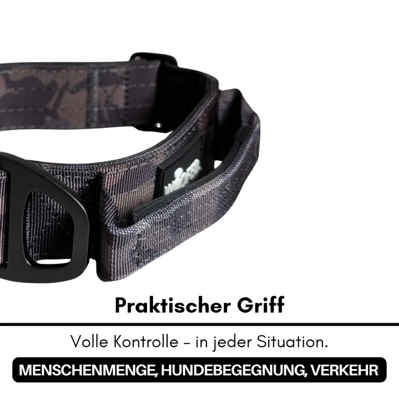 taktisches Nylon Halsband Black Camo - ultraleicht