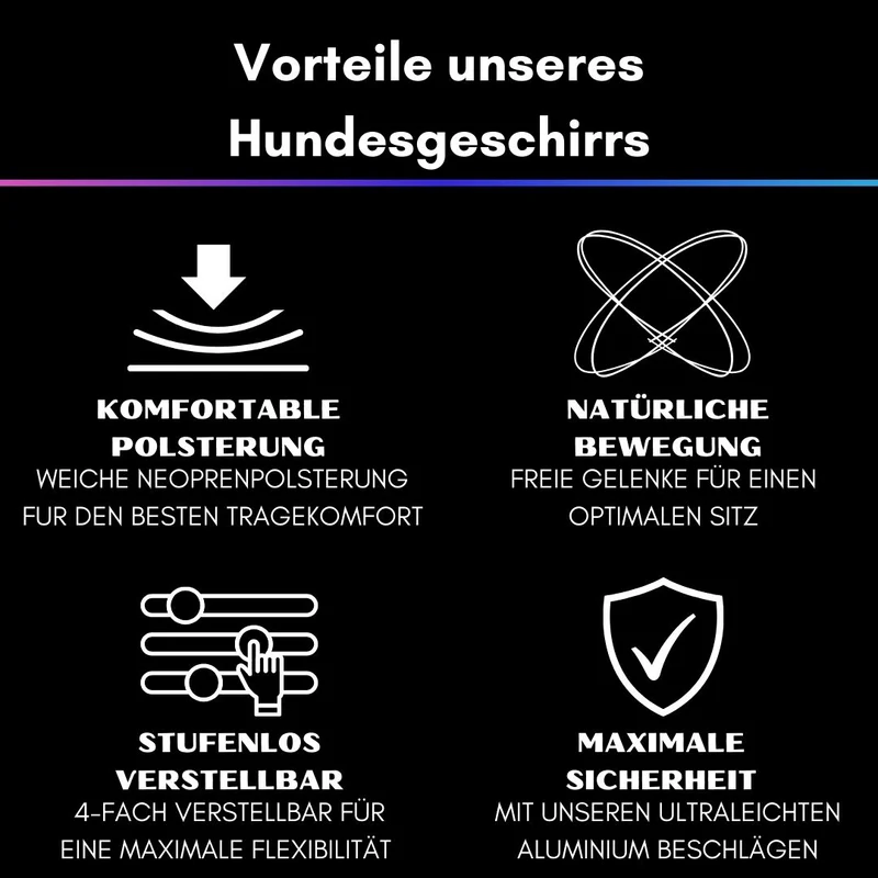 Y-Hundegeschirr 4fach-verstellbar mit Griff und Sicherheitsschnallen Pink Blue Sky - ultraleicht