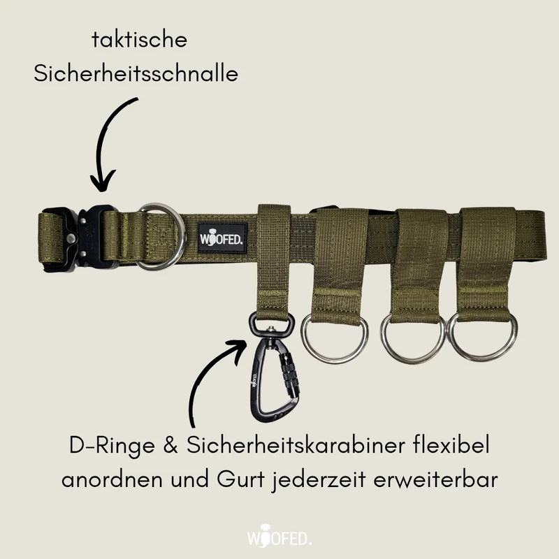 Gassigürtel Military Olive - verstellbar mit taktischer Schnalle - ultraleicht