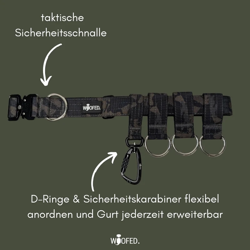 Gassigürtel Black Camo - verstellbar mit taktischer Schnalle - ultraleicht