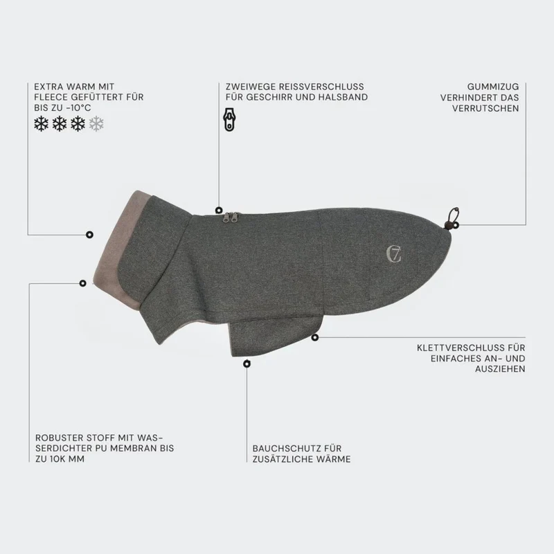 Hundemantel Brooklyn Light Graphite