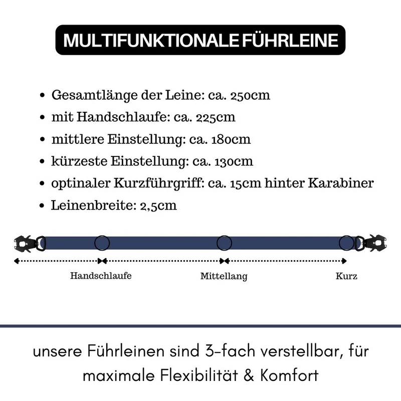 Nylon Tactical Führleine Midnight Blue