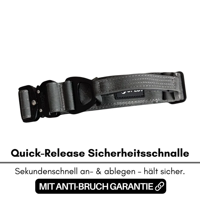 Nylon Tactical Halsband mit Griff Anthracite - ultraleicht