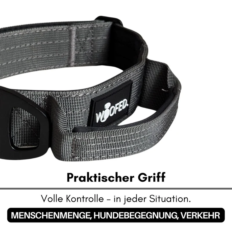 Nylon Tactical Halsband mit Griff Anthracite - ultraleicht