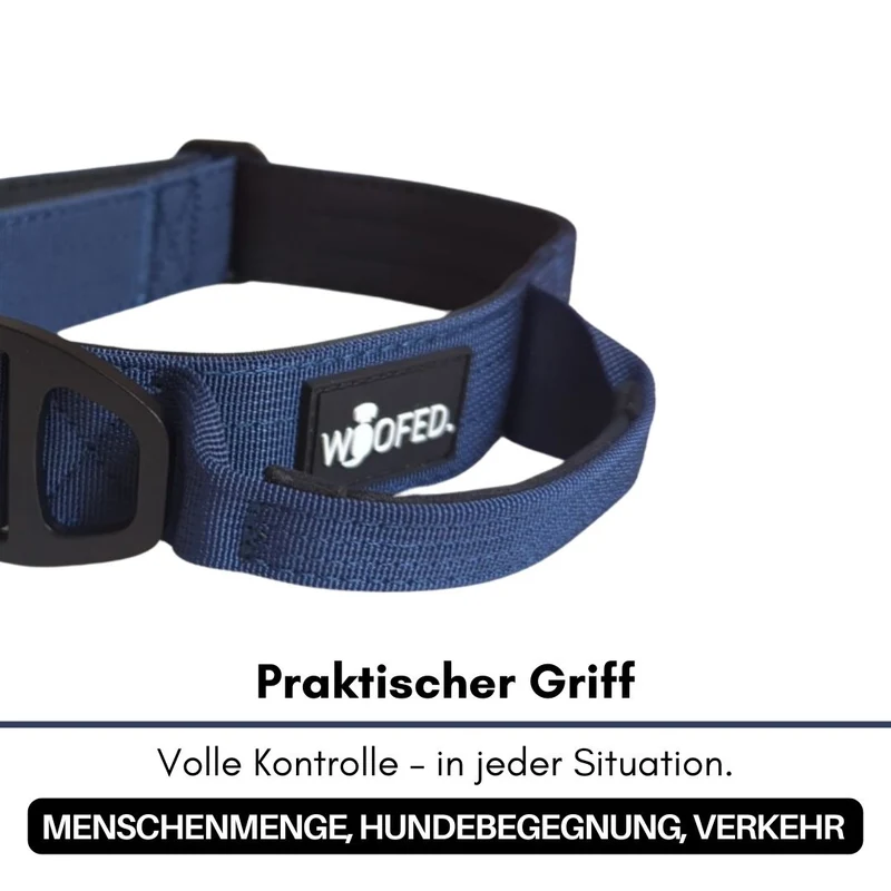 Nylon Tactical Halsband mit Griff Midnight Blue - ultraleicht