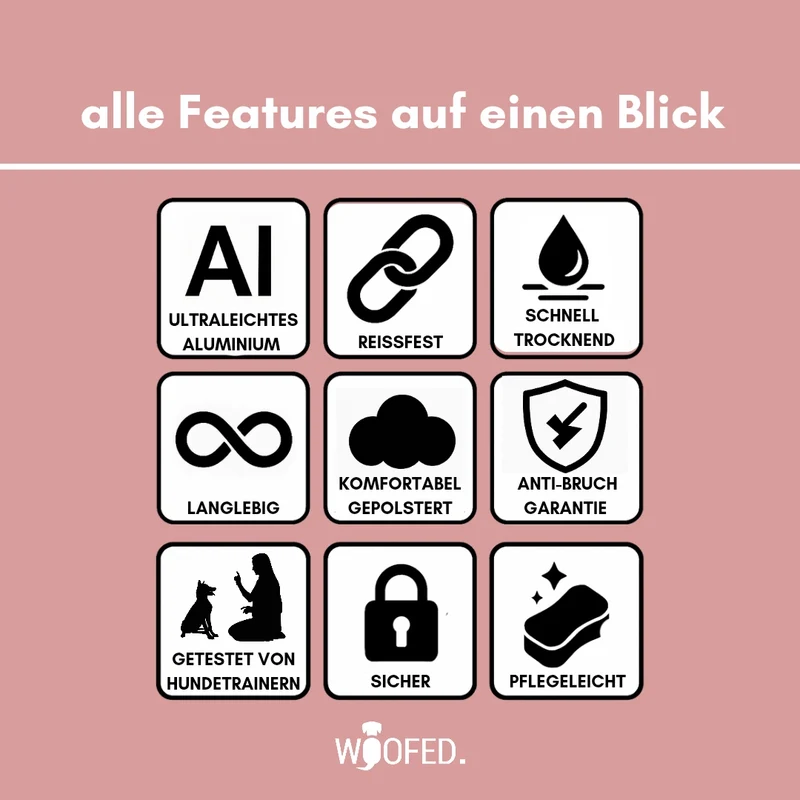 Nylon Tactical Halsband mit Griff Dusty Rose - ultraleicht