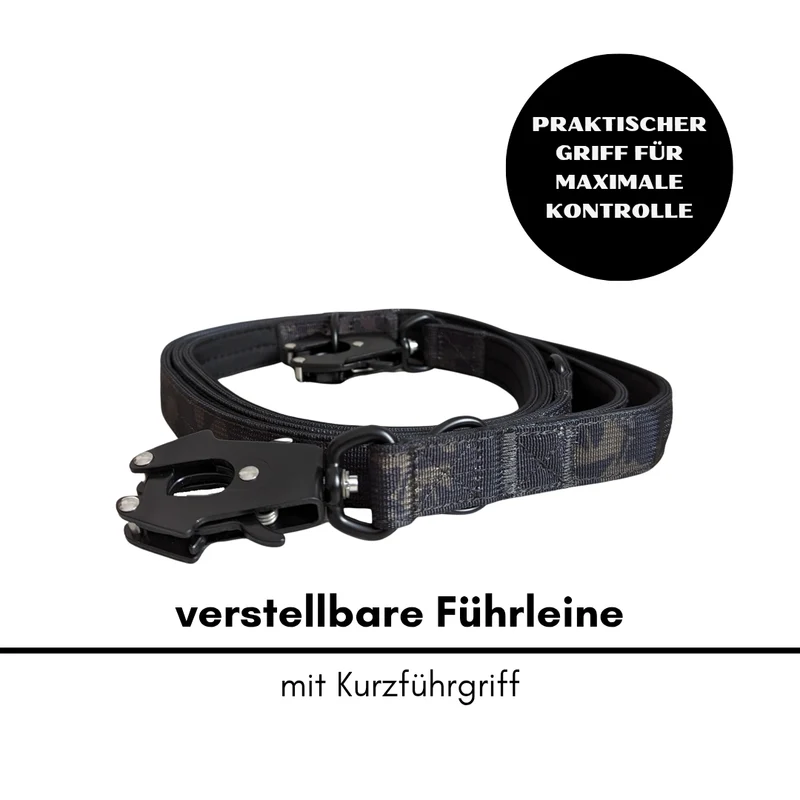 Nylon Tactical Führleine Black Camo