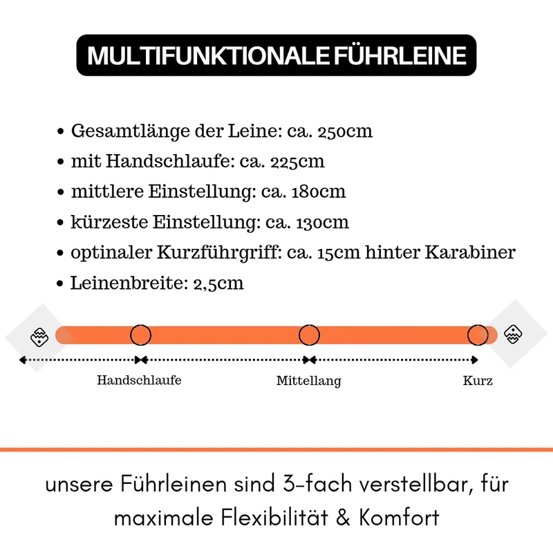 Nylon Tactical Führleine Safety Orange