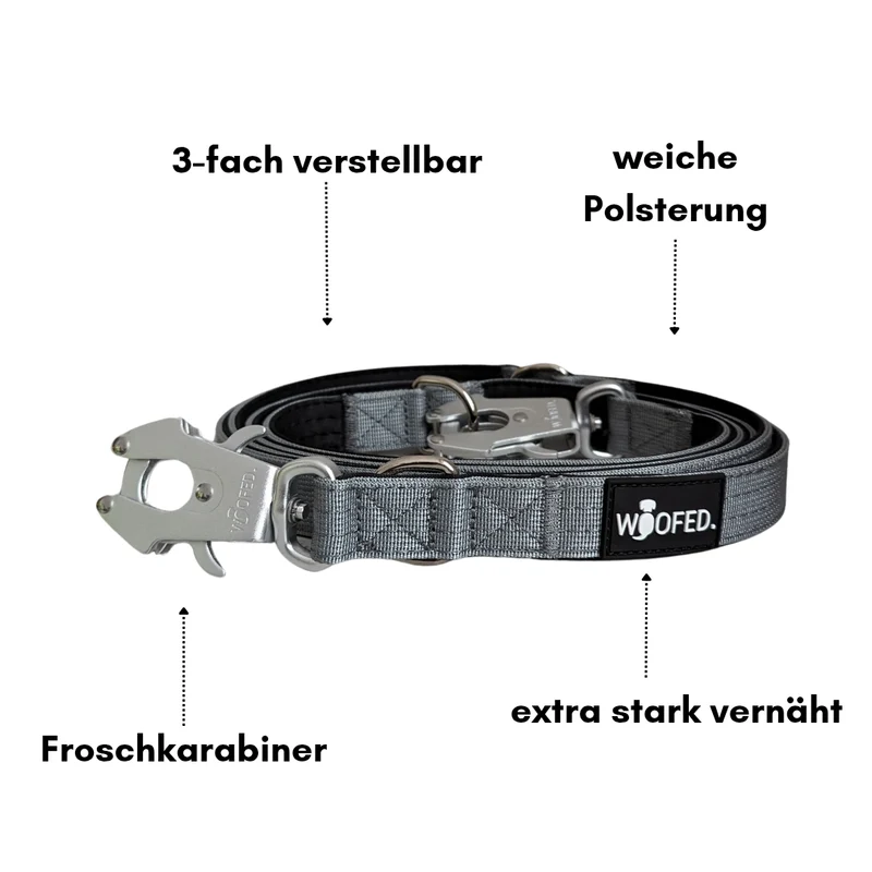 Nylon Tactical Führleine Silver Grey