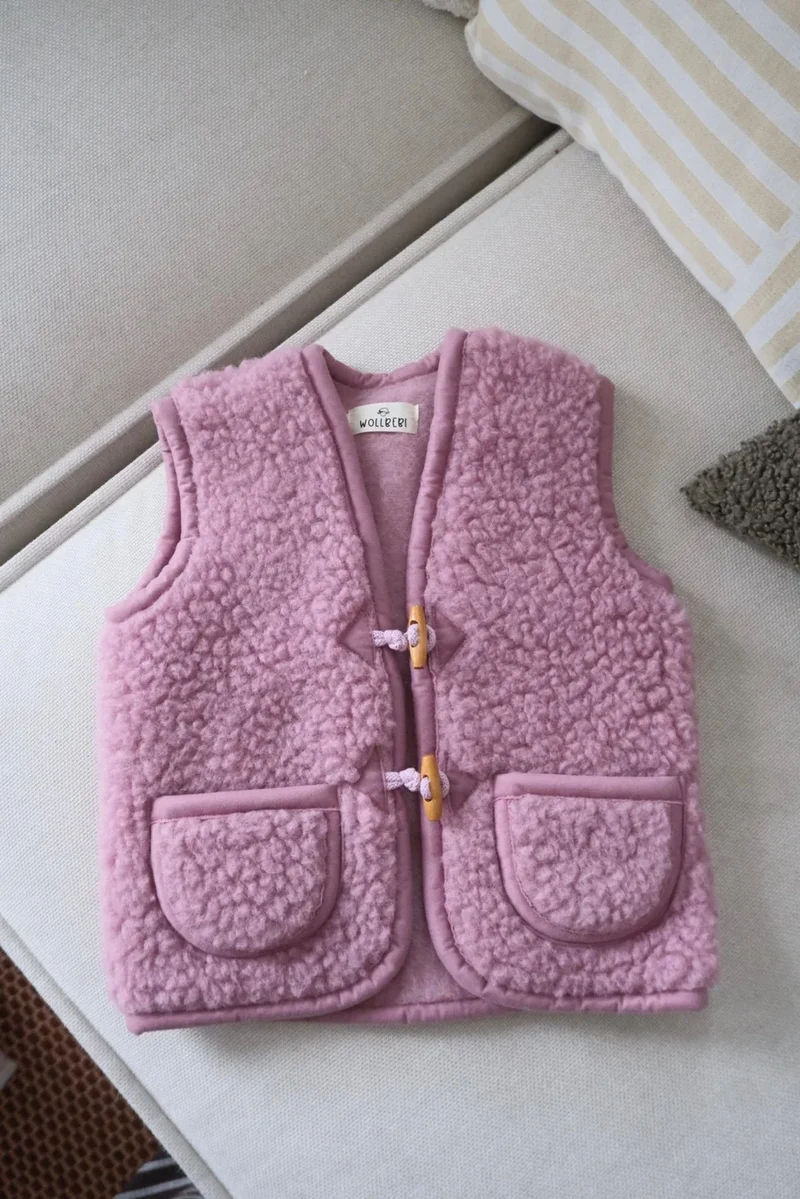 Wollweste "Vintage" Kids puderrosa - Wollbebi