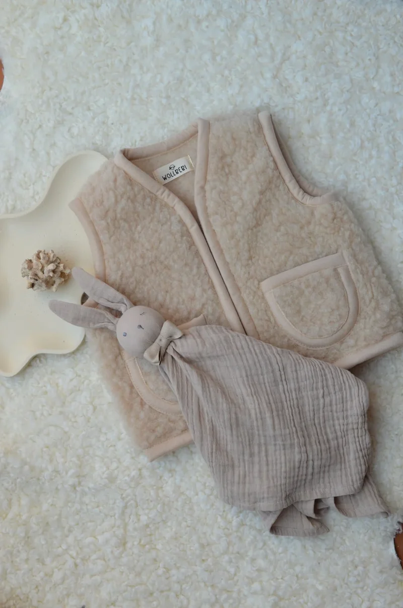 Wollweste "Teddy" Kids beige - Wollbebi