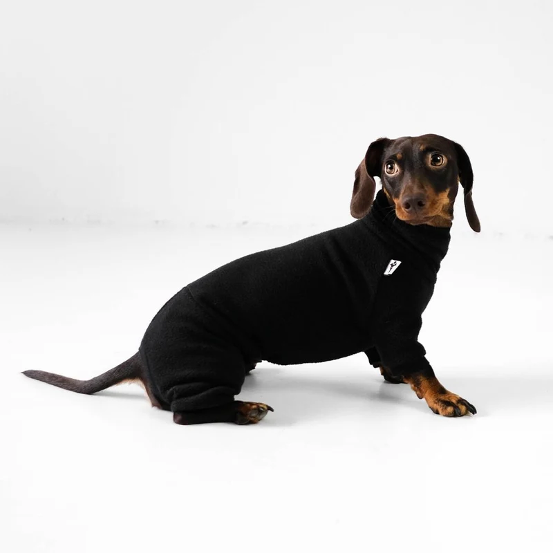 Fleece Overall für Dackel Schwarz