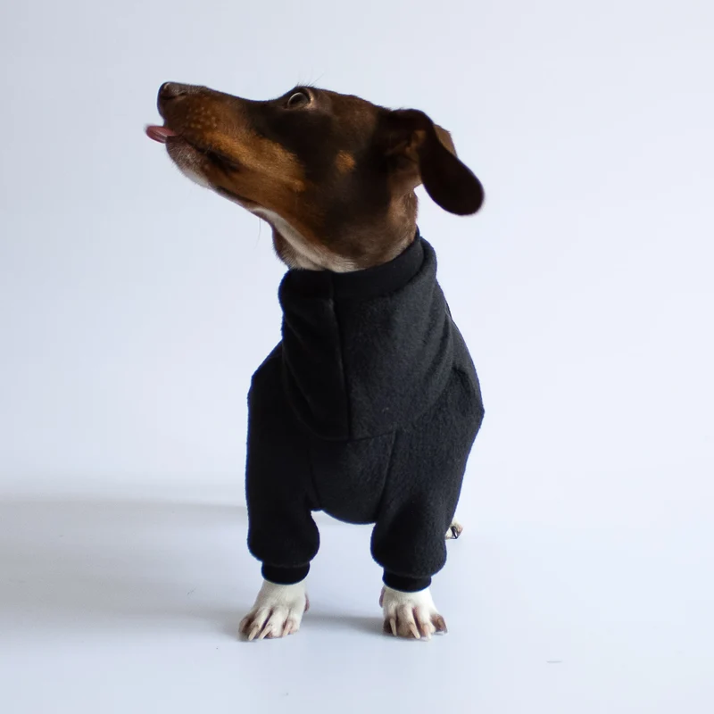 Fleece Overall für Dackel Schwarz