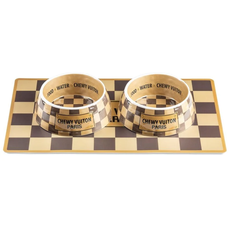 Napfunterlage Chewy Vuiton Checker Gold