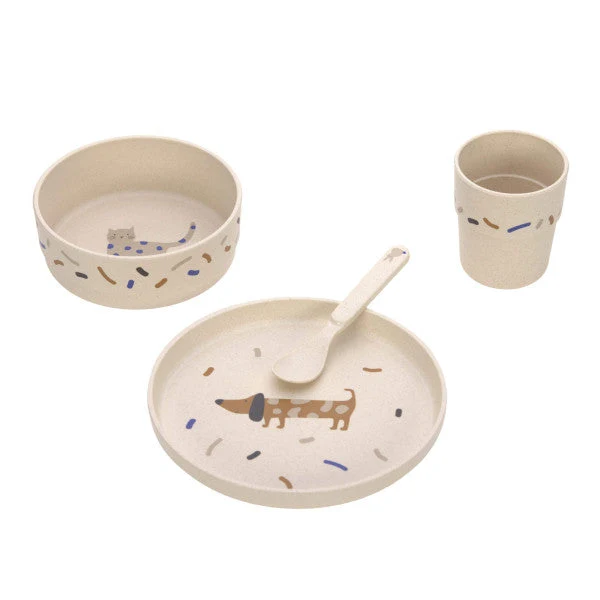 Kindergeschirr Set (Teller - Schüssel - Becher - Löffel), Little Mateys Royal Blau - Lässig