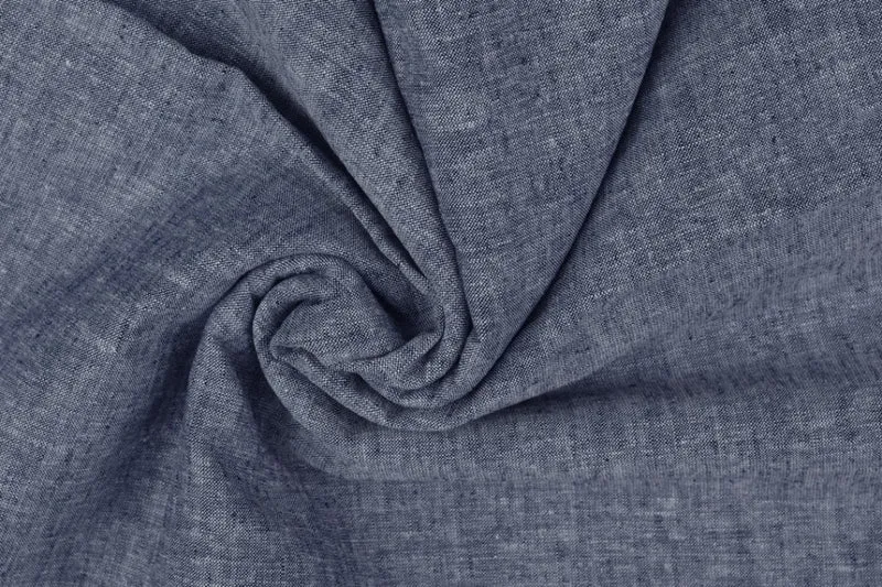 Leinen-Baumwolle Uni blau meliert