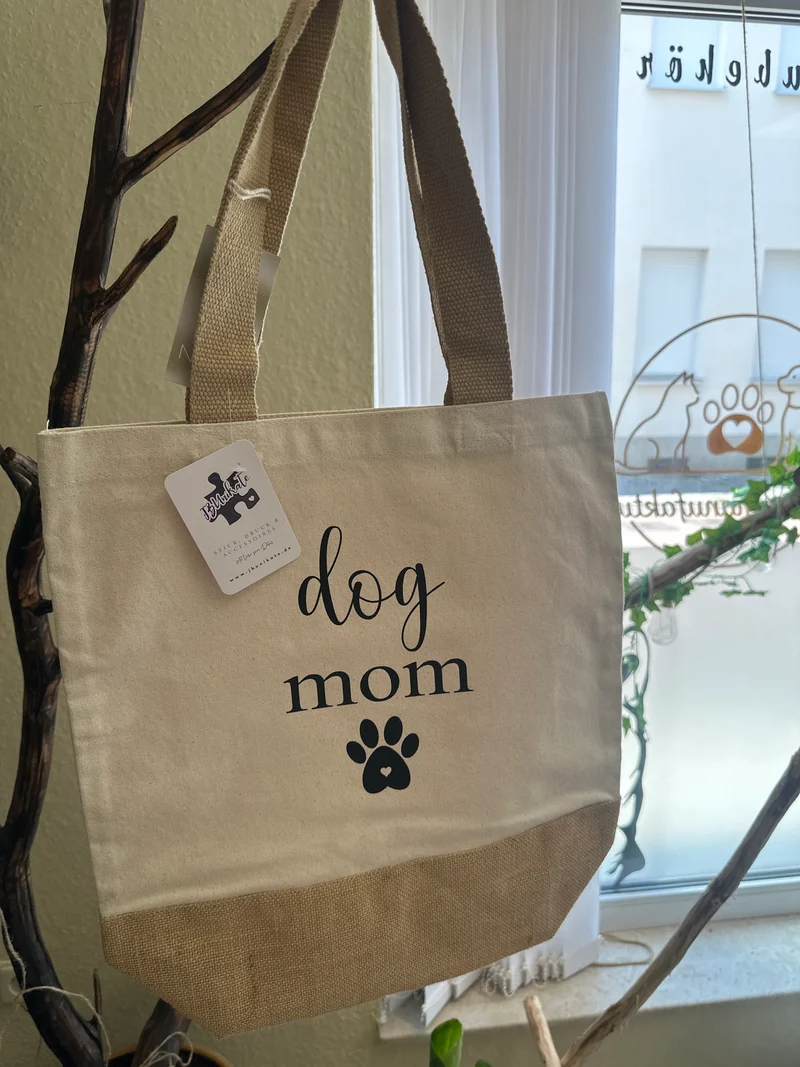 Jutebeutel Cream/ Beige 'Dogmom'