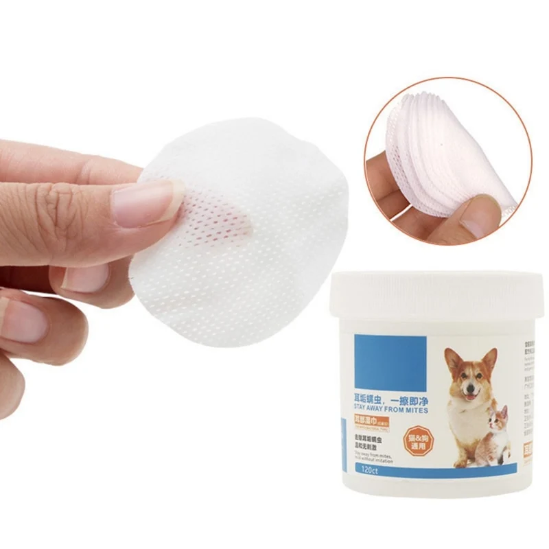 120 Pcs/lot Pet Ear Cleaner Wipes For Dog