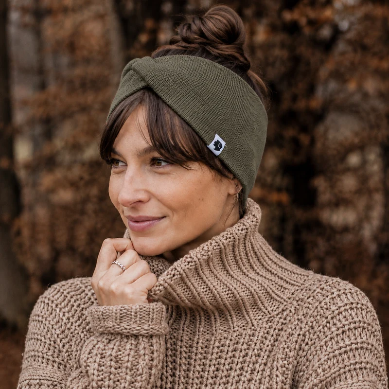 Stirnband Knoten Olive
