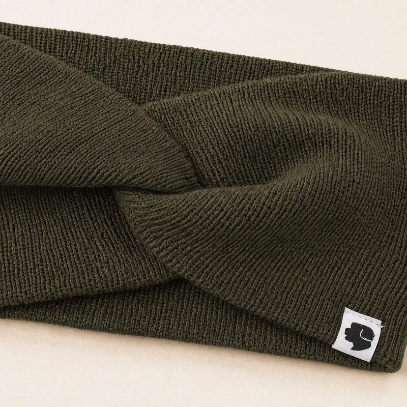 Stirnband Knoten Olive