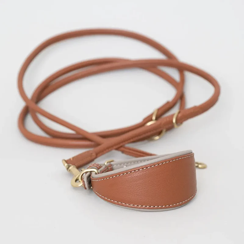 Hundeleine aus Nappaleder "Rolled Nappa" - tan