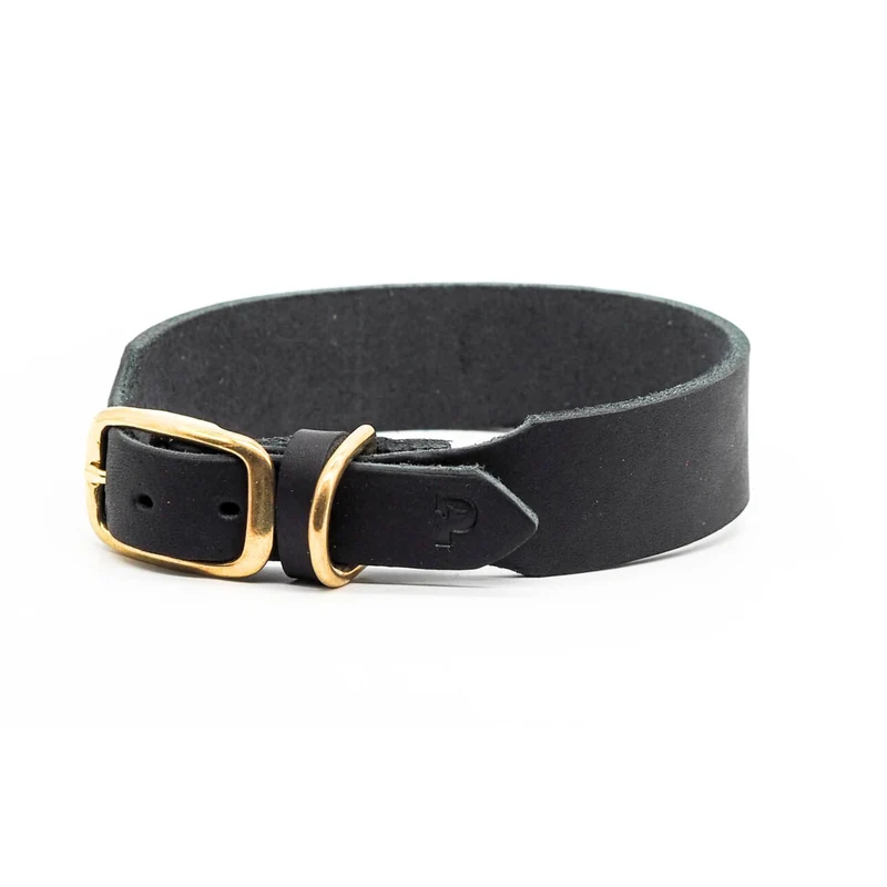 Personalisierbares Lederhalsband mit Name | Schwarz