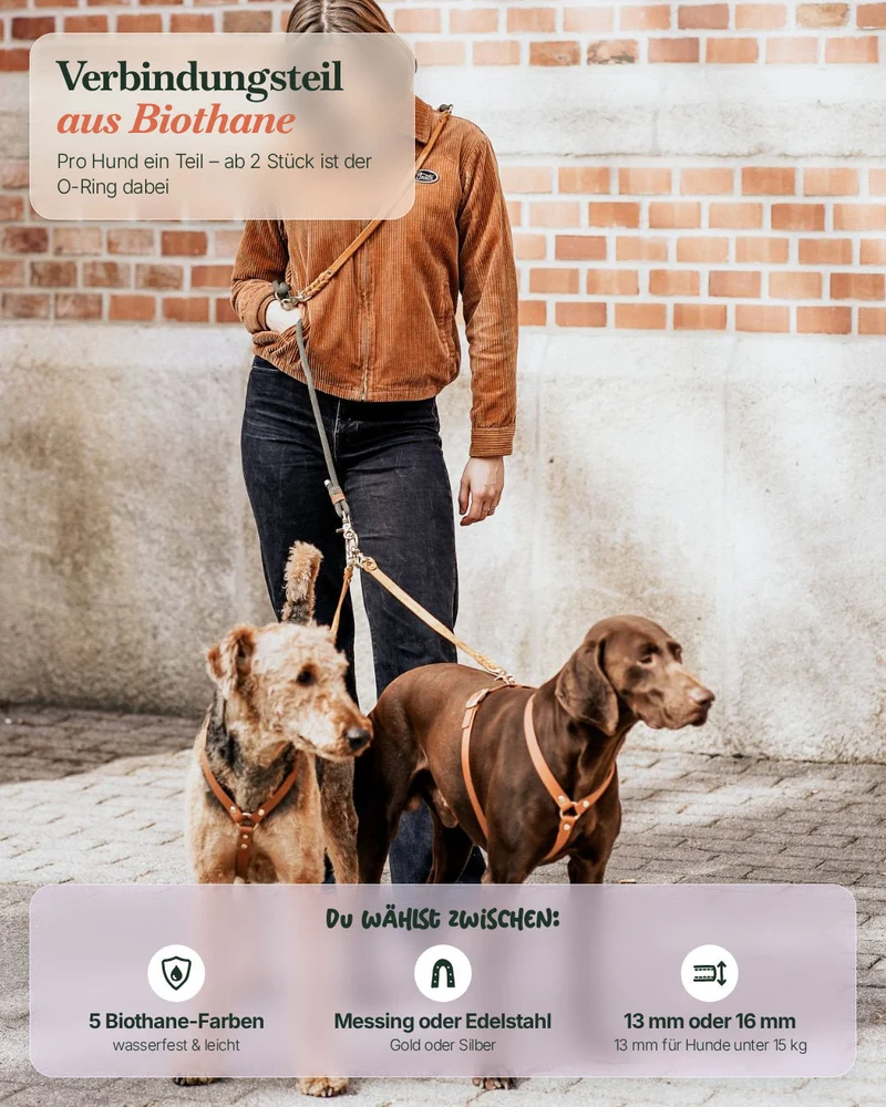 1 Stück Verbindungsteil aus Biothane für mehrere Hunde an einer Leine