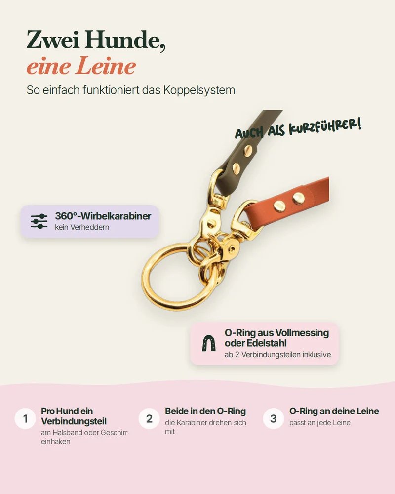 1 Stück Verbindungsteil aus Biothane für mehrere Hunde an einer Leine