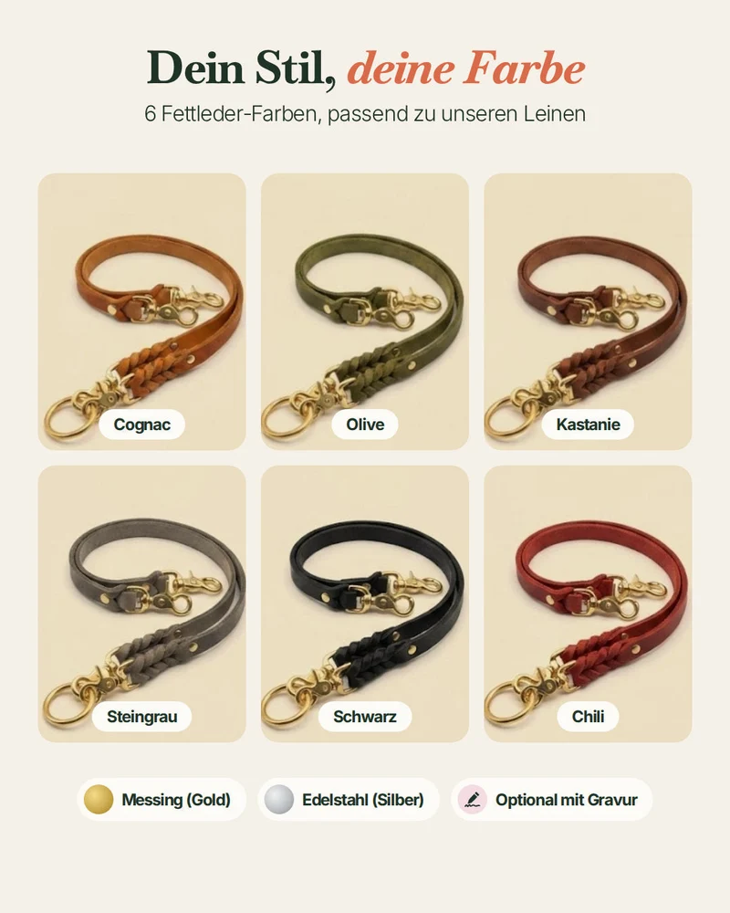 Verbindungsteil aus Leder für mehrere Hunde an einer Leine (1 Stück)