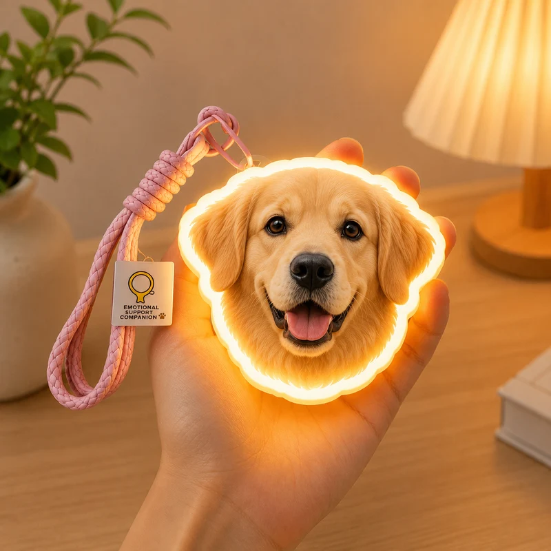 Personalisierter LED-Schlüsselanhänger mit Haustierporträt – Individuell gestalteter, beleuchteter Taschenanhänger mit Foto von Hund oder Katze