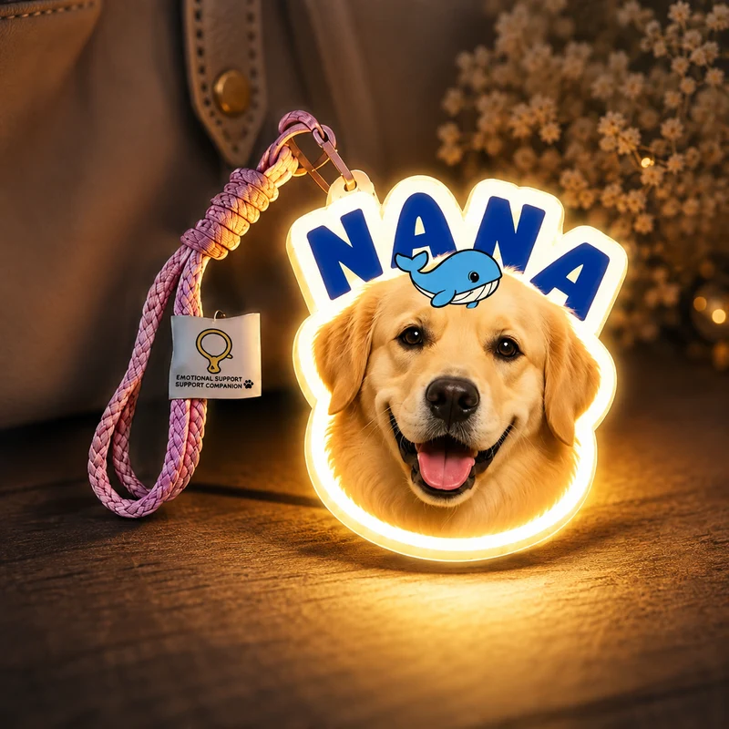 Personalisierter LED-Schlüsselanhänger mit Haustierporträt – Individuell gestalteter, beleuchteter Taschenanhänger mit Foto von Hund oder Katze