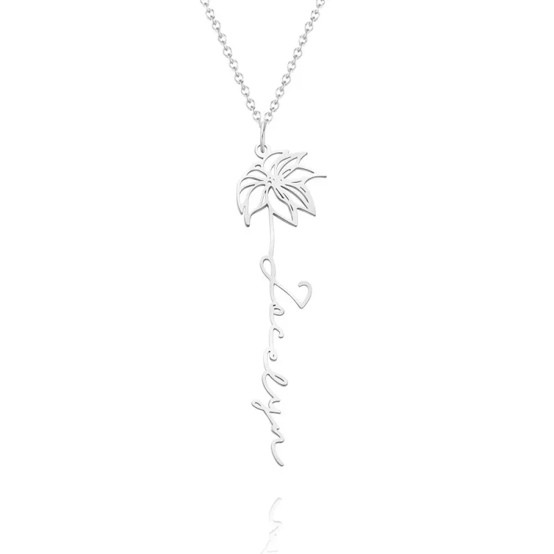 Individuell gestaltete Halskette mit Geburtsblume, zierlicher Schmuck, Blumenanhänger, Geburtstagsgeschenk