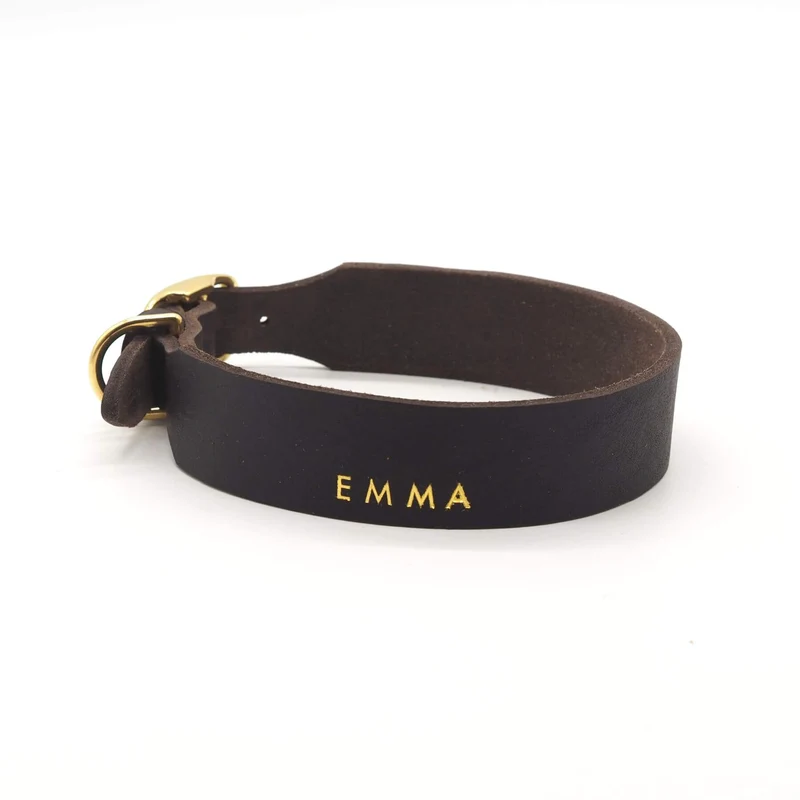Personalisierbares Lederhalsband mit Name | Kastanie