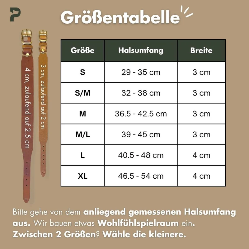 Personalisierbares Lederhalsband mit Name | Kastanie