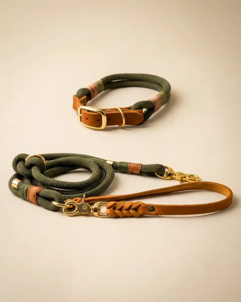 Set | Halsband & Leine 'Olive Grove'