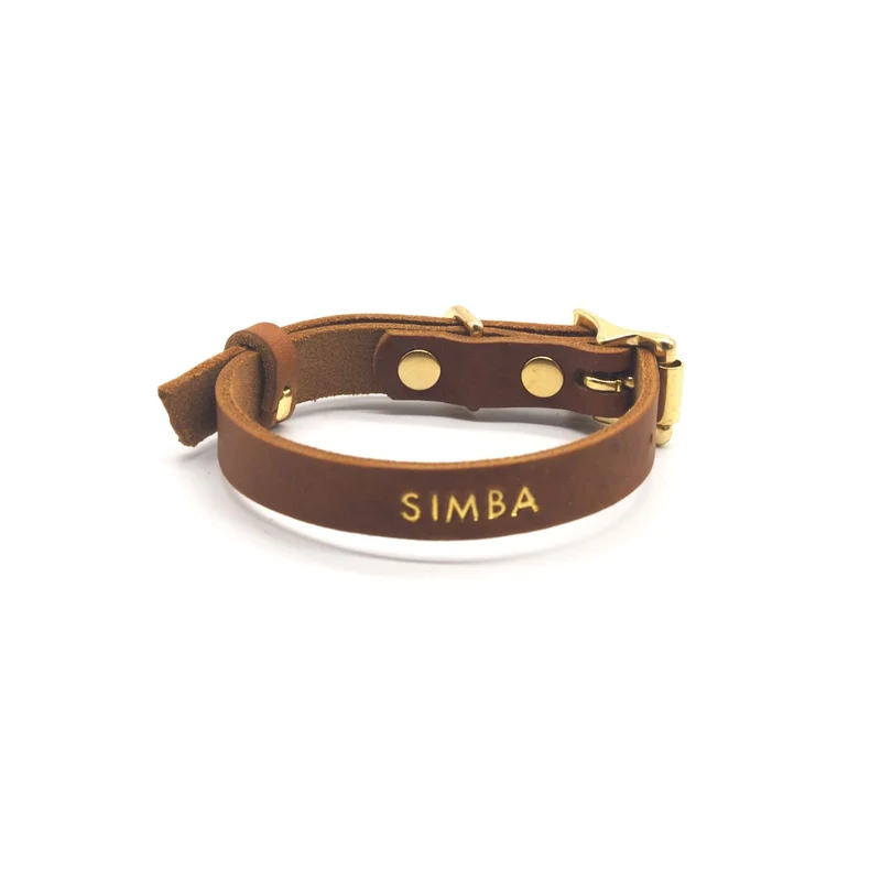 Personalisierbares Welpenhalsband aus Fettleder