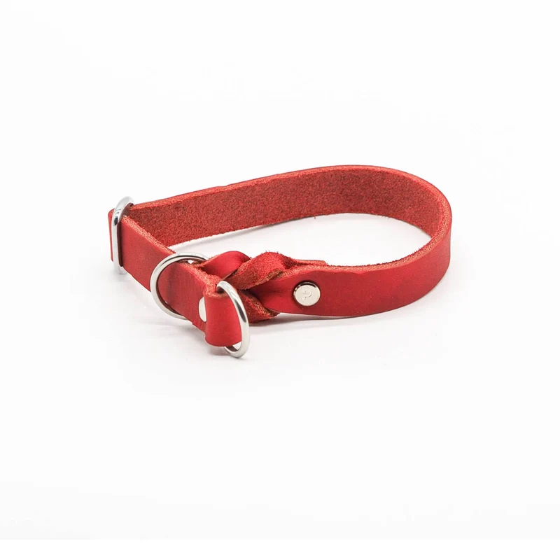 Zugstopp-Halsband aus Fettleder 'Chili'