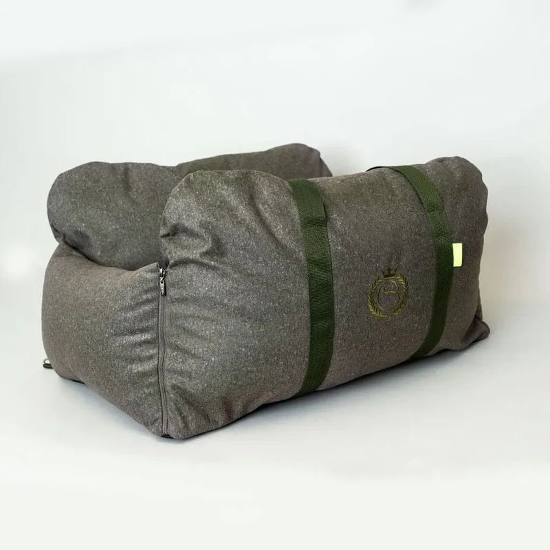 Hundeautositz „Big Flanell" – XXL Khaki
