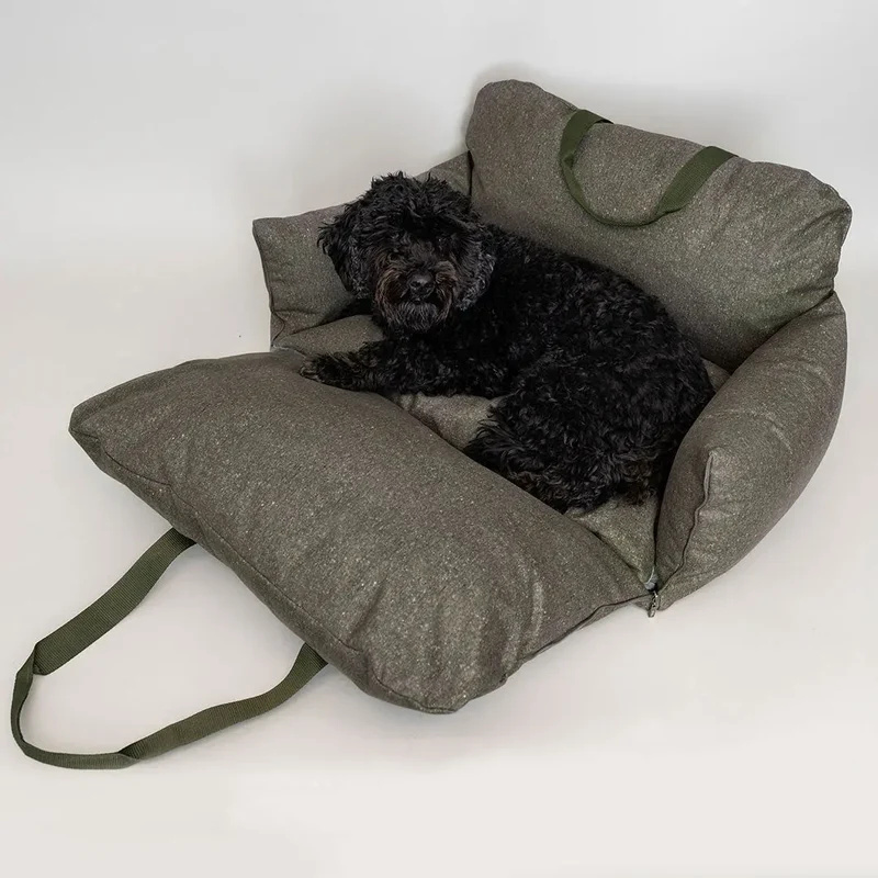 Hundeautositz „Big Flanell" – XXL Khaki
