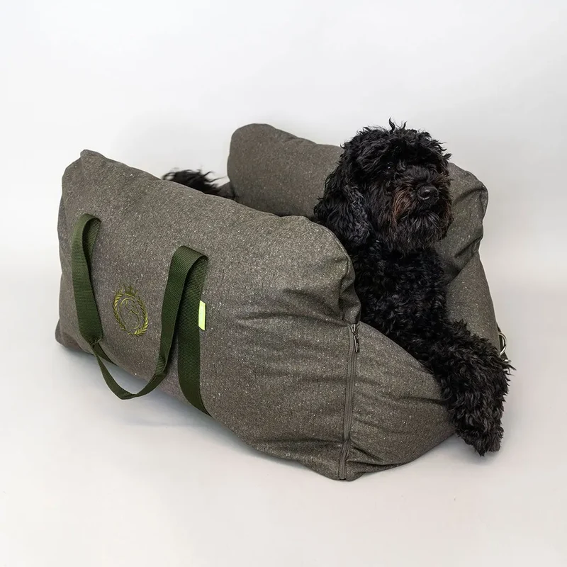 Hundeautositz „Big Flanell" – XXL Khaki