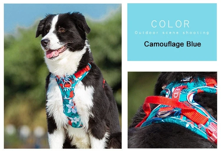 Reflektierendes Hundegeschirr "Camouflage Blue" Limited Edition | Gr. XL | Special Deal