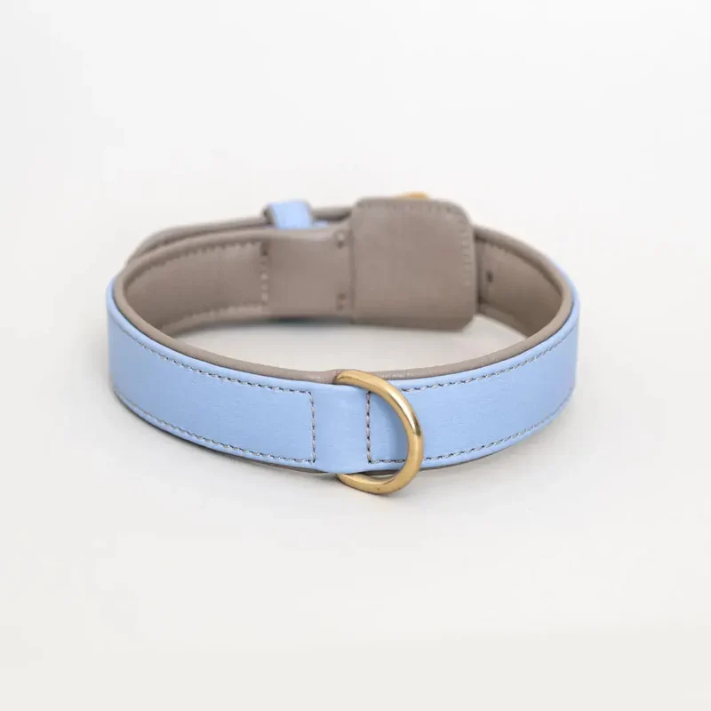 Lederhalsband „Doublé Classic“ – Bleu Taupe