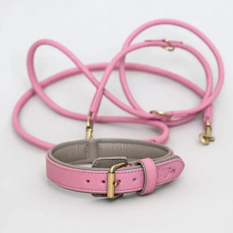 Lederhalsband „Doublé Classic“ – Rose Taupe