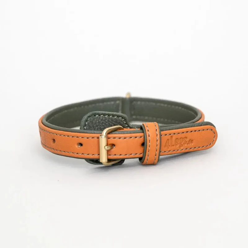 Lederhalsband „Doublé Classic“ – Orange Oliv