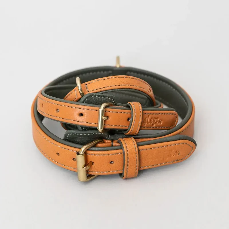 Lederhalsband „Doublé Classic“ – Orange Oliv